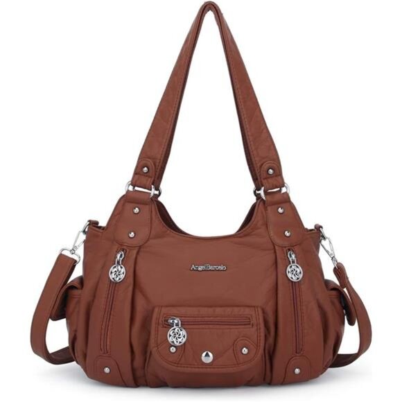 Womens Purses and Handbags PU Leather Shoulder Bag Brown